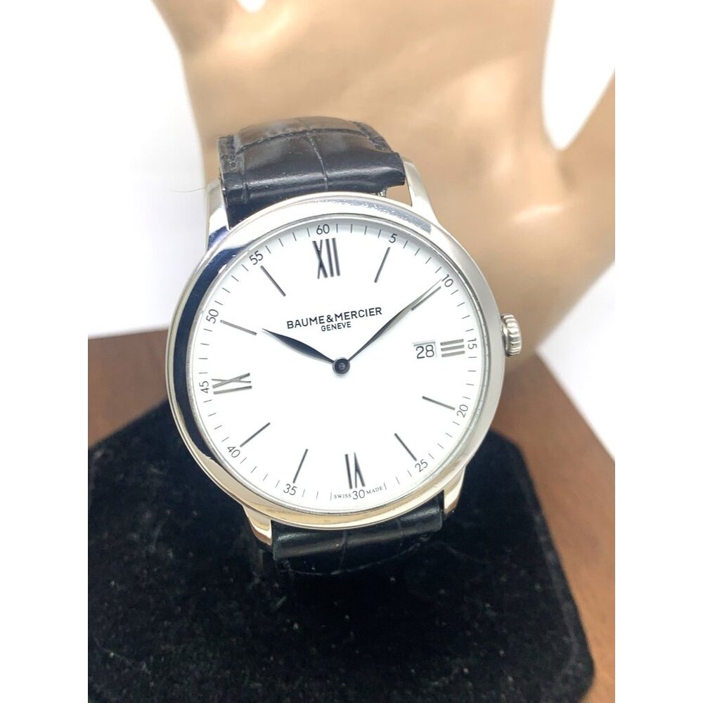 Baume & Mercier Men's Watch 10323 Classima Swiss Quartz White Dial Leather 40mm - Picture 13 of 14
